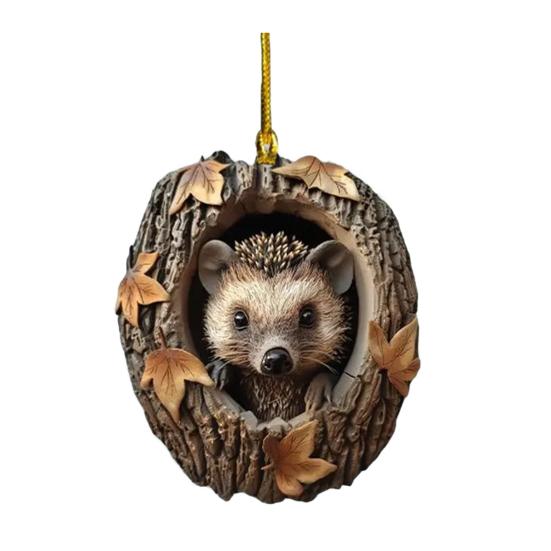 Рождественский орнамент в виде животного, 2D акриловый кулон, украшение в виде лесного животного, деревенский овальный дизайн, сезонный декор для рождественской елки, сувениры на память о дикой природе