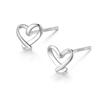 Earrings Compatible with Metal Allergies Silver Silver925 Heart Gold Pink Gold 18K Coating Screw Screw Type Hard To Catch (Silver)