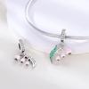 Silver Plated Green Series Avocado Pendant Four-leaf Clover Charms Beads Fit Original  Bracelet Women Jewelry