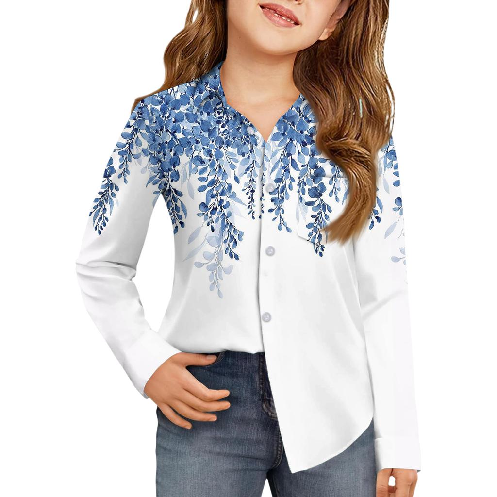 Girls' Button-Down Shirt - Long Sleeve Dress Blouse