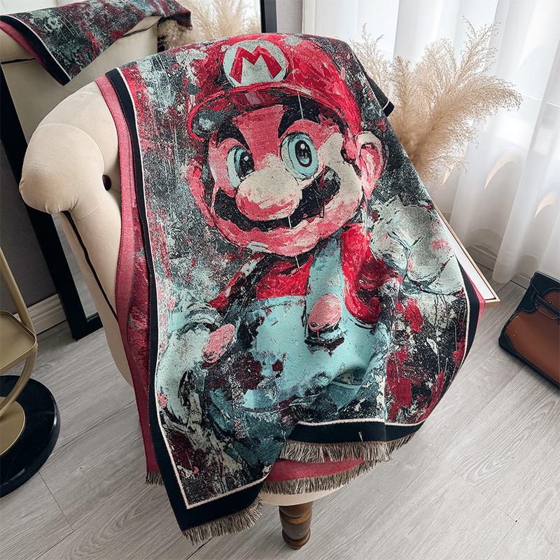 Осенне-зимняя двухсторонняя цветная масляная живопись, утолщенный теплый шарф, защитная шаль для шеи в кондиционируемом помещении