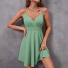 Женское однотонное регулируемое мини-платье на бретельках-спагетти с запахом и V-образным вырезом, с высокой талией, свободное, летнее, для вечеринки, платье-скейтер