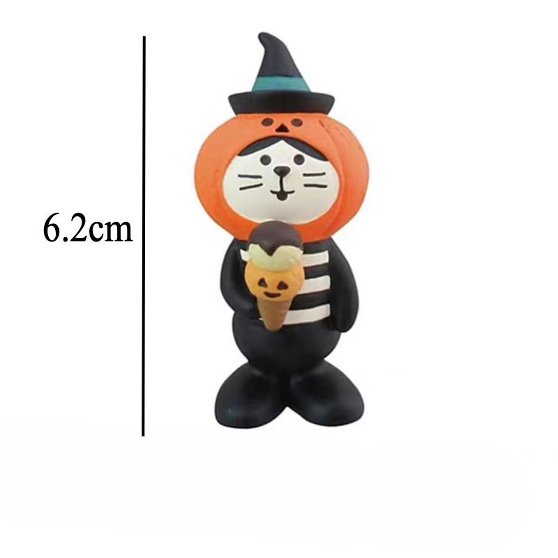 Cute Cat Halloween Concert Miniatures Funny Ghost Figurines Kawaii Shiba Vampire Magic Pumpkin Miniatures DIY Home Decoration