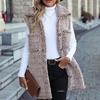 European & American Women's Sleeveless Fleece Cardigan Vest - Autumn/Winter Lapel, Loose Fit, Faded Bubble Style