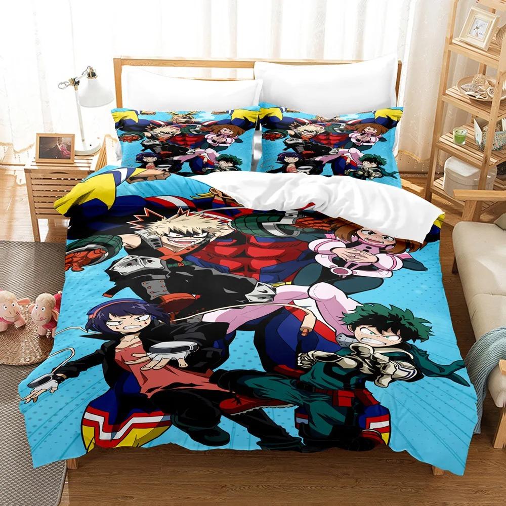 Комплект постельного белья My Hero Academia с рисунком японского аниме, удобный пододеяльник, односпальный, двуспальный, двуспальный, односпальный, полноразмерный пододеяльник, подростковое постельное белье