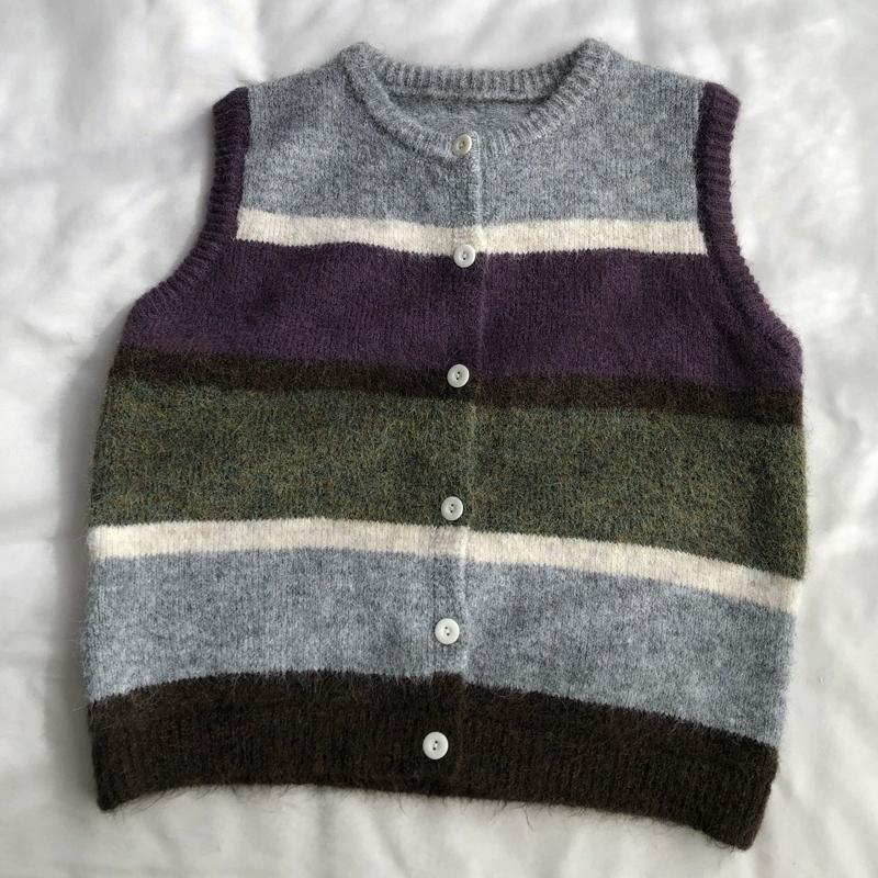 DIMANAF 2025 Большой размер Осень Женщины Полоски Без рукавов Вязаные Свитера Фиолетовый Повседневный стиль Свободный Свитер