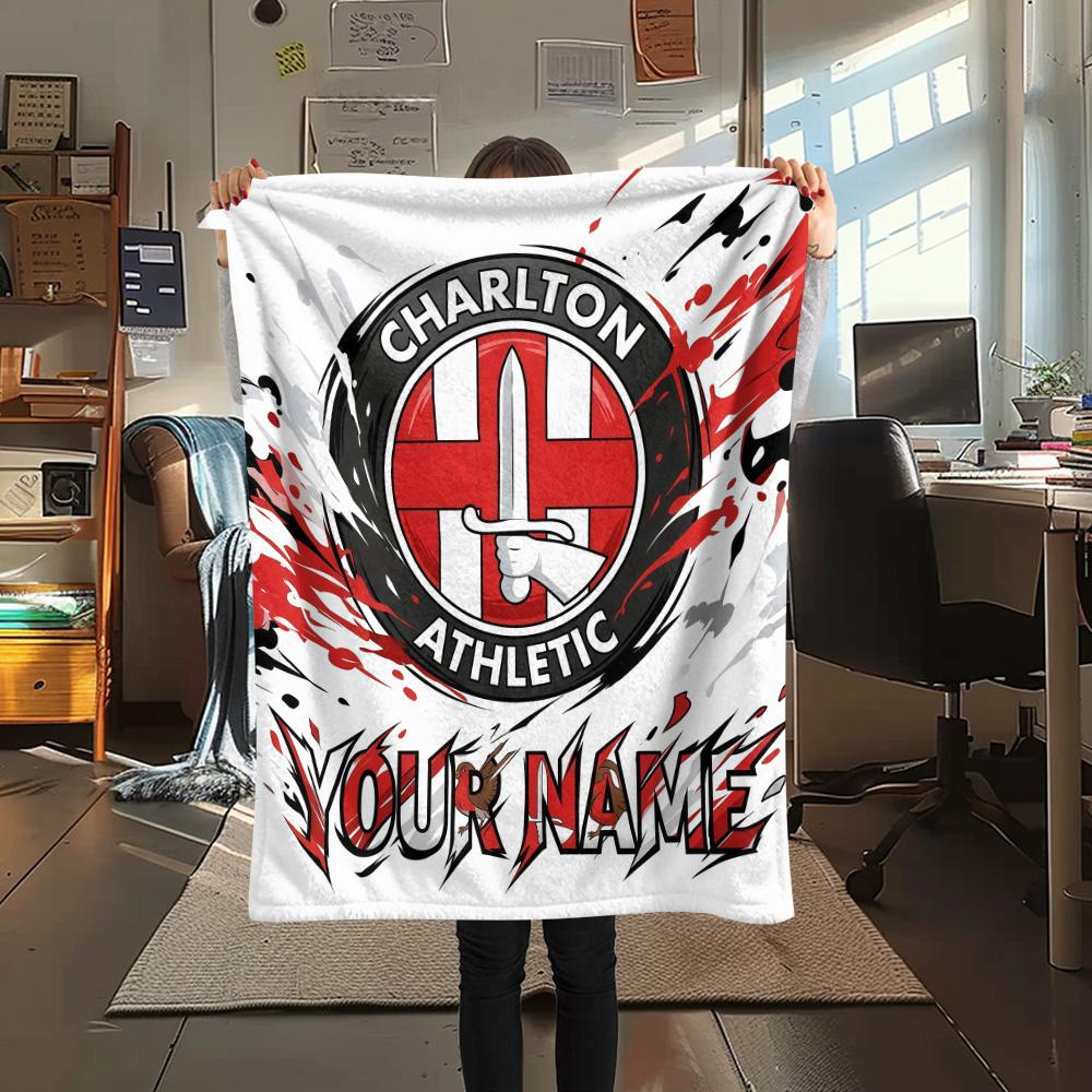 Custom Name Charlton Athletic Flannel Blanket, High quality Comfortable for All Seasons, Home Decor, Warmth and Comfort