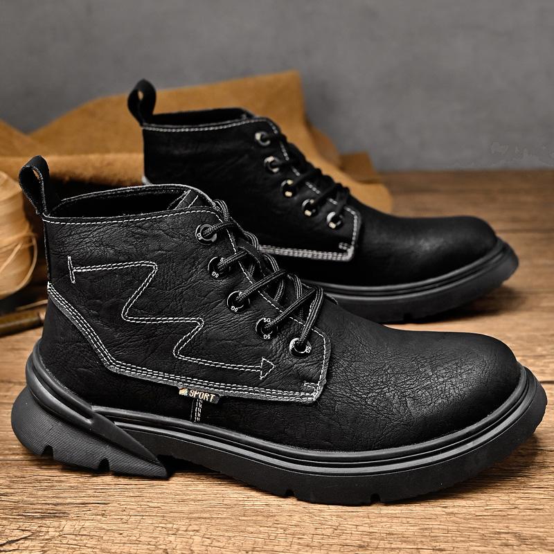 Модные рабочие ботинки Высококачественные мужские ботинки из натуральной кожи Зимние высокие ботинки Мягкие хлопковые ботинки Мужские походные ботинки для активного отдыха