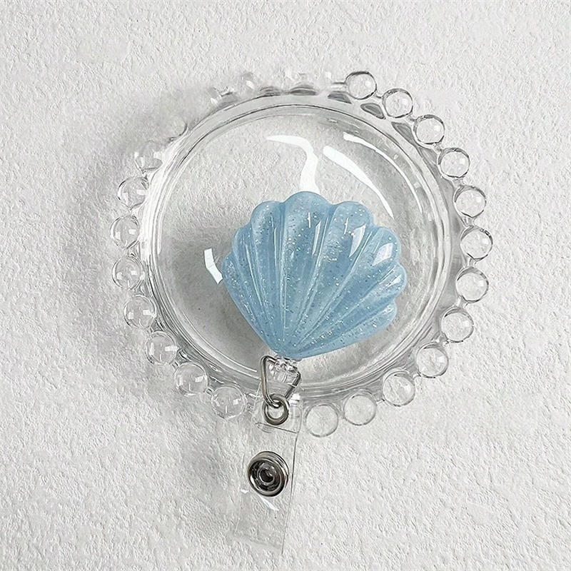 Блестящий бейдж-ролик с ракушкой, выдвижной держатель для бейджа ID-карты, бейдж для имени, рабочий зажим-крокодил для учителей, офисных сотрудников, медсестер