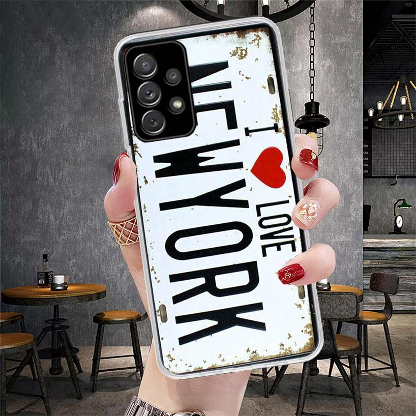 License New York Plate Number Soft Phone Case For Samsung Galaxy S22 S23 S24 S25 Edge S26 Ultra S20 FE S21 Plus + Fundas Coque G