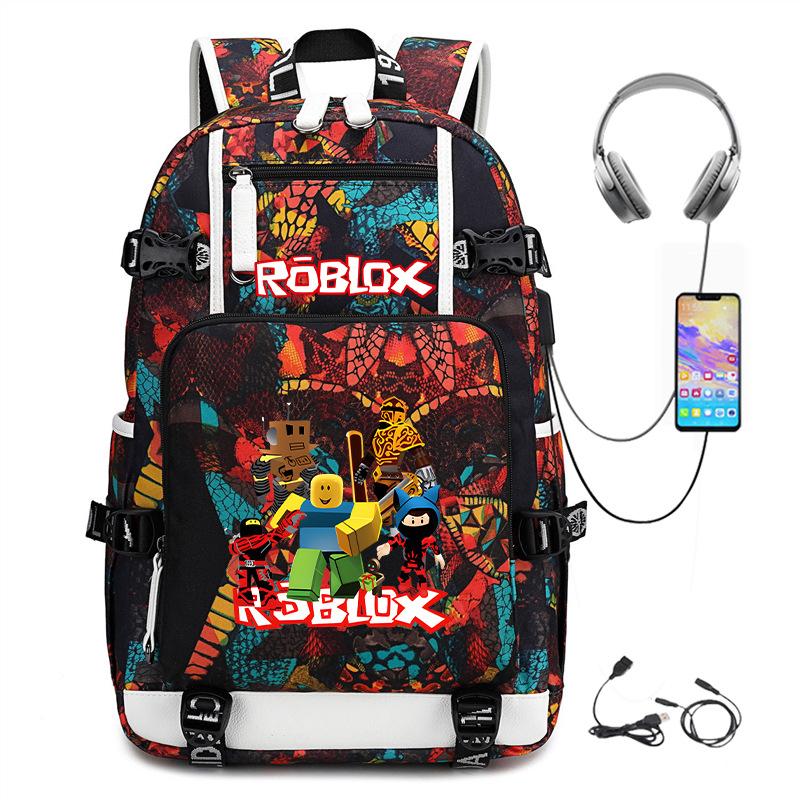 Multi-functional USB Charging Backpack, Large Capacity Outdoor Travel Backpack, Game Print Design Casual Daypack