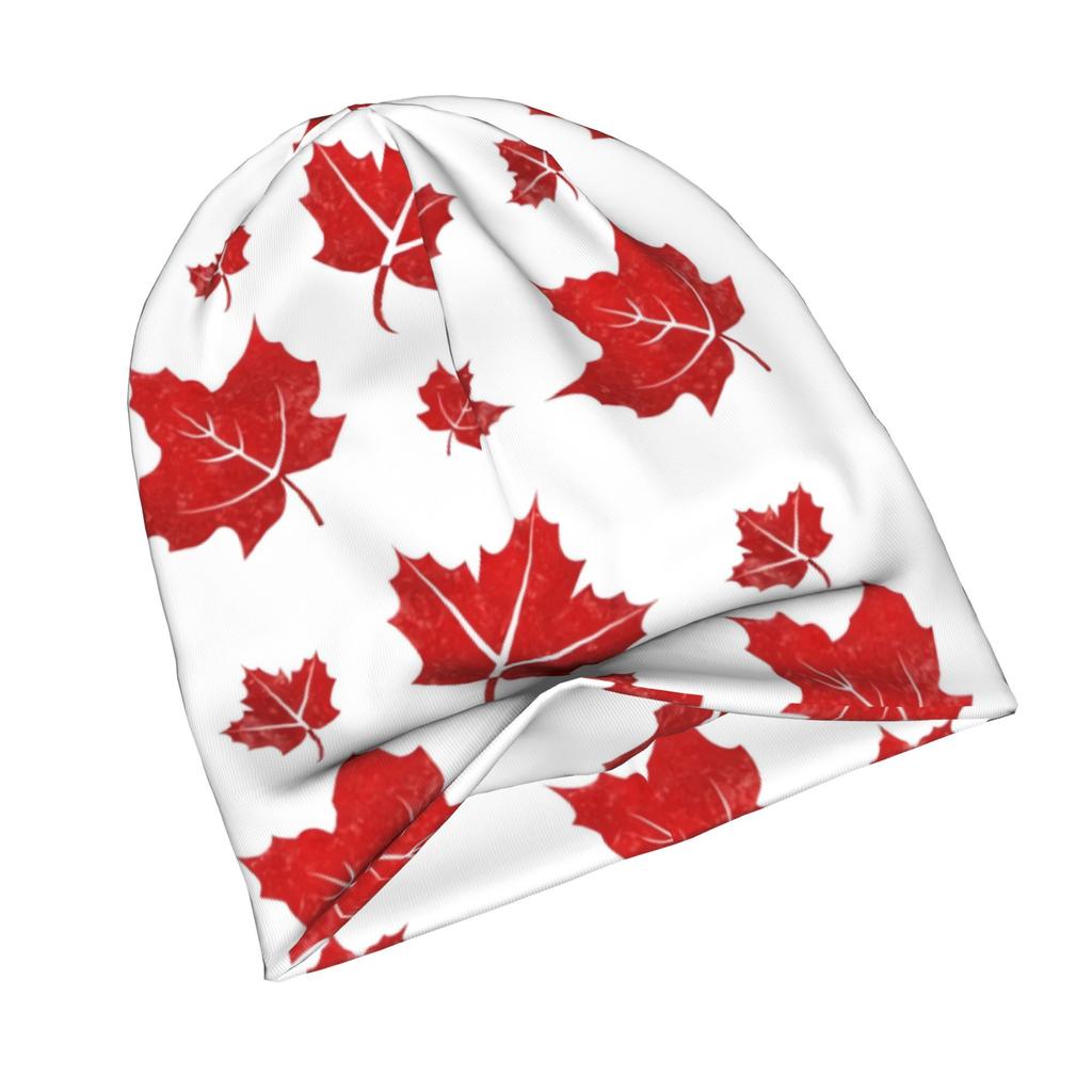 ZLIENSZUS Modern Maple Leaf Beanie Hat - Adult Slouchy with Seamless Leaf Print, Minimalist Streetwear Suitable for Casual Outfits, Warm Fall Winter A