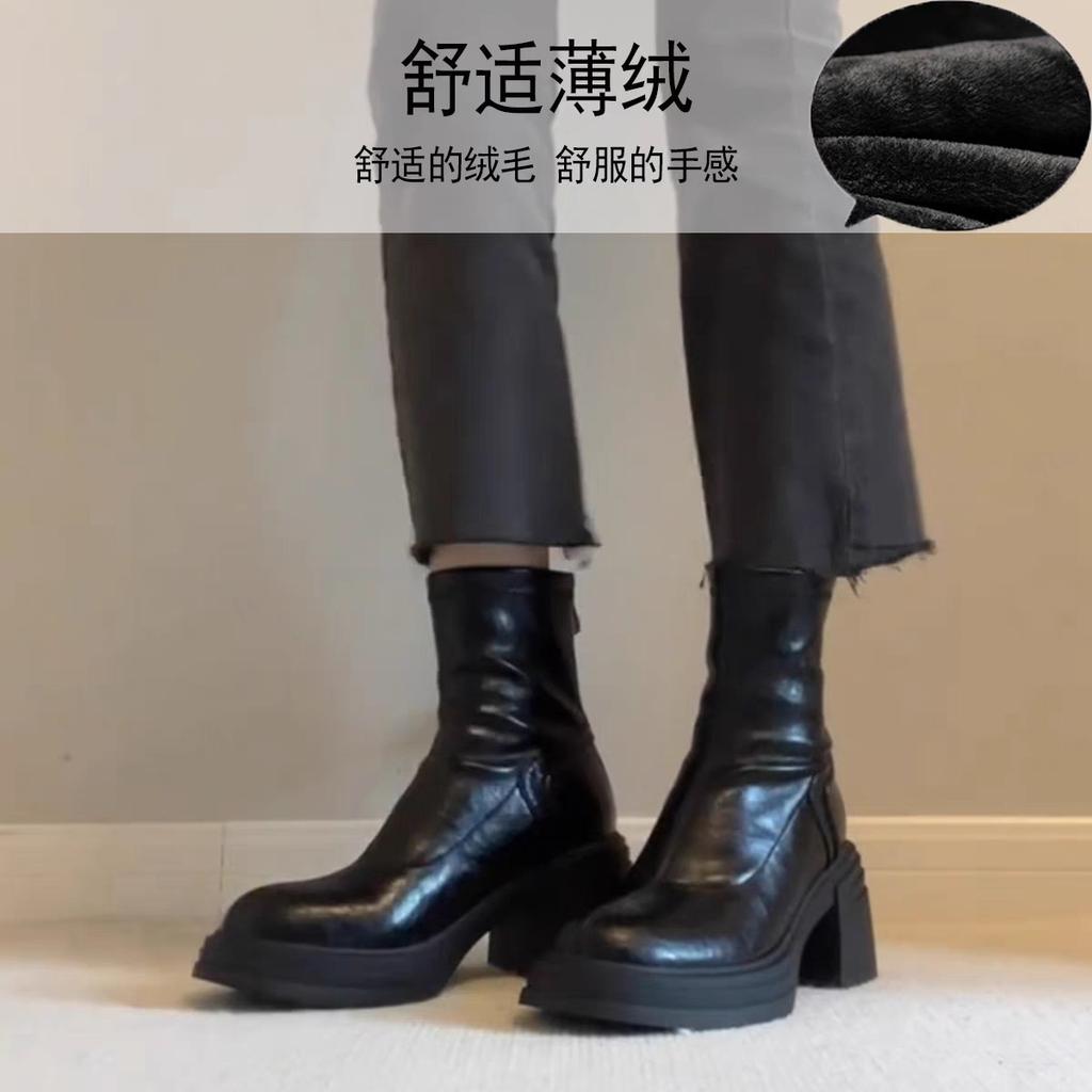 Версия из коровьей кожи~ коричневые ретро кожаные ботинки Мартин на толстой подошве с увеличением высоты, женские простые ботинки на толстом каблуке с ретро-дизайном и тонкой голенью