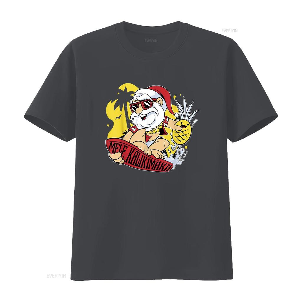 Mele Kalikimaka Santa Hawaiian Christmas In July s T Shirt vintage Washed Breathable Slightly Stylish Top For Everyday Wear