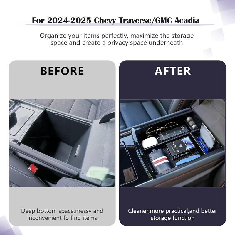 Для 2024 2025 GMC Acadia и Chevy Traverse Ящик-подлокотник Органайзер центральной консоли автомобиля Внутренний лоток Дополнительные аксессуары