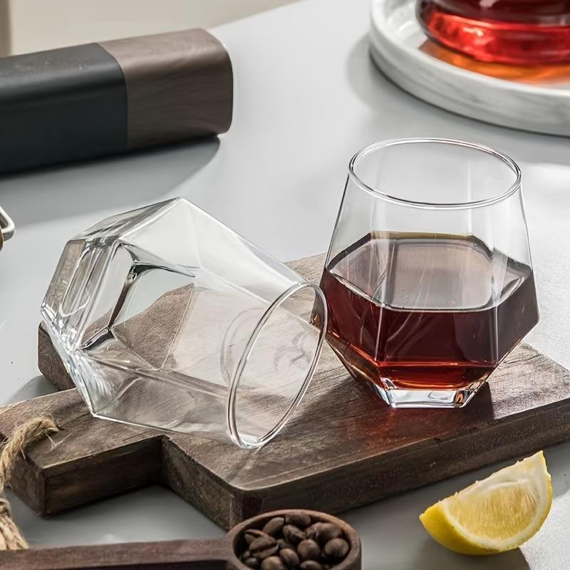 6pcs Geometric Glass Cups Heat Resistant Whisky Glasses Drinking Glasses For Juice Milk Tea And More Summer Winter Drinkware