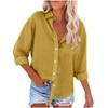 Women's Fashion Lapel Single Breasted Pocket Long Sleeve Solid Colour Casual Shirt Top