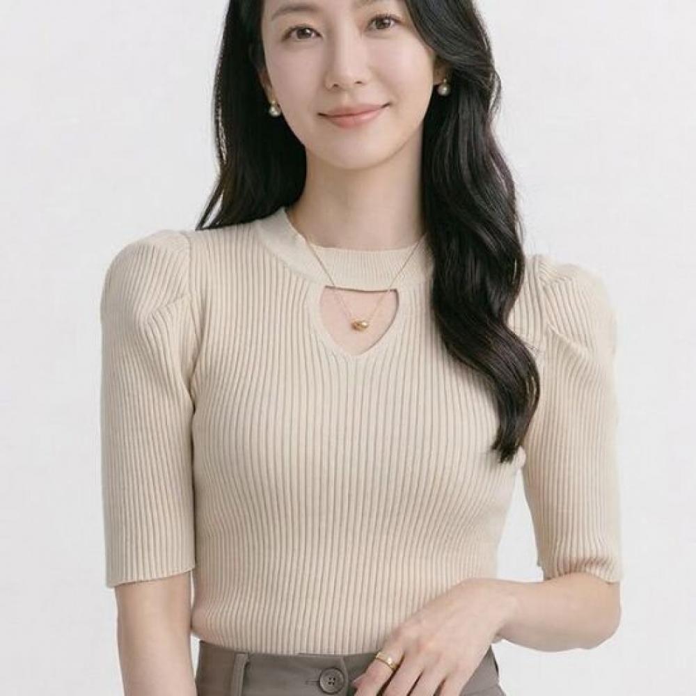 Navava Women Lovely Solid Ribbed Short Sleeve Knit Top Nk3599