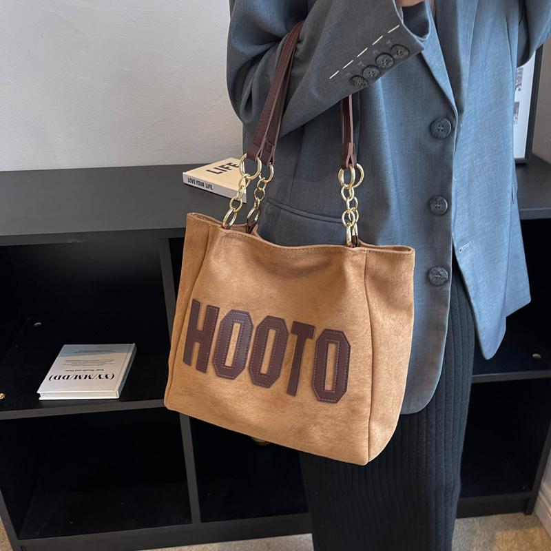 Женская большая сумка-тоут с буквенным принтом, сумка через плечо с цепочками, сумка через подмышку
