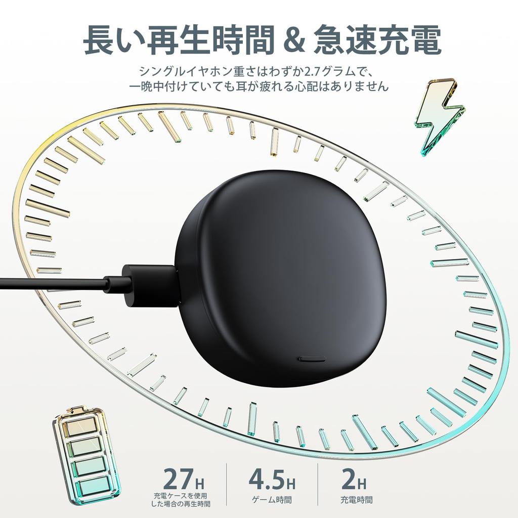 Jiwuzhineng Беспроводные для сна Обновленный Bluetooth Безболезненные Беспроводные Высокий Звук Раздельные Левый и Правый Сенсорные Автоматические Быстрые Совместимы с iOS и Черный