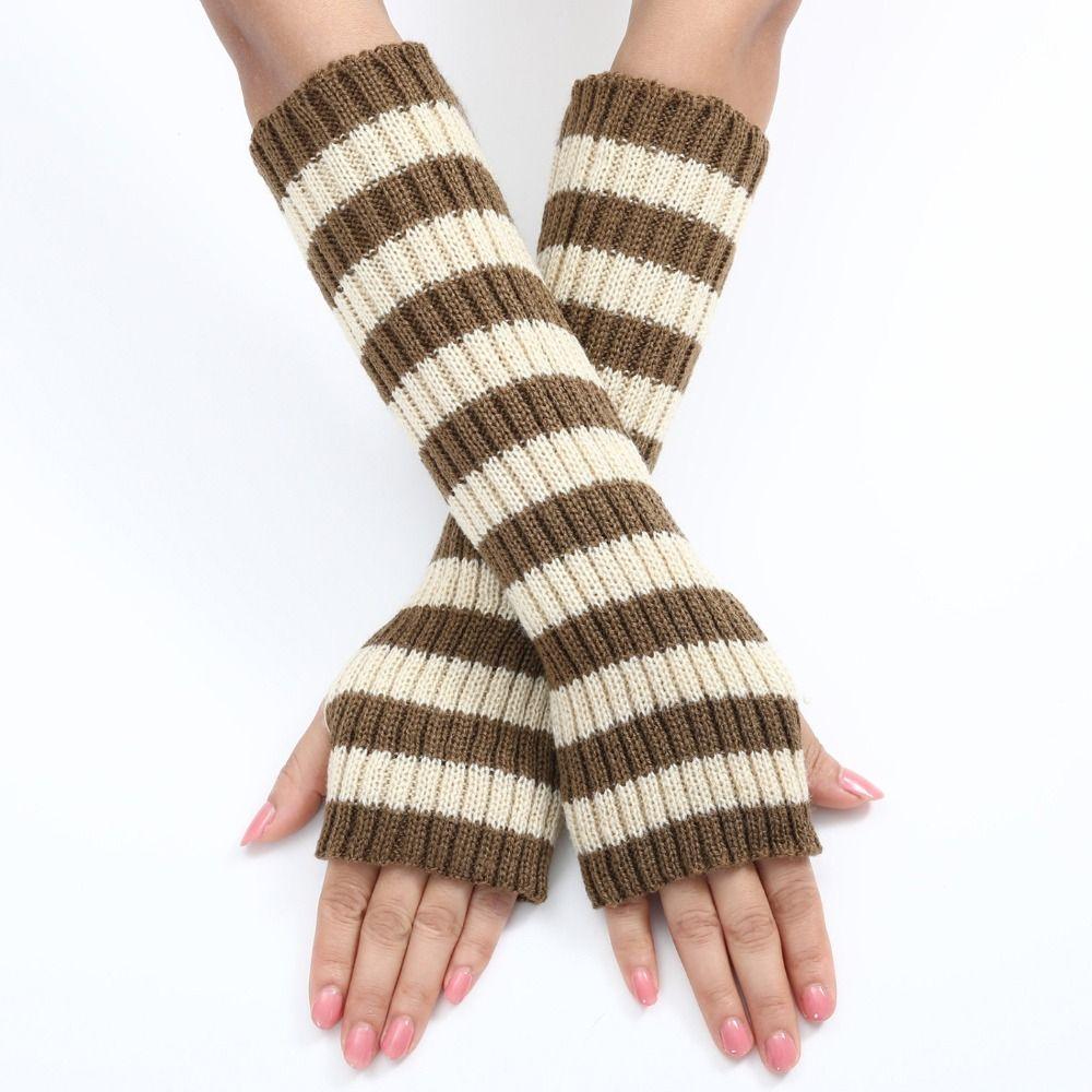 Knitted Arm Warm Gloves Half Finger Ankle Wrist Sleeves Punk Fingerless Gloves  Girls Women