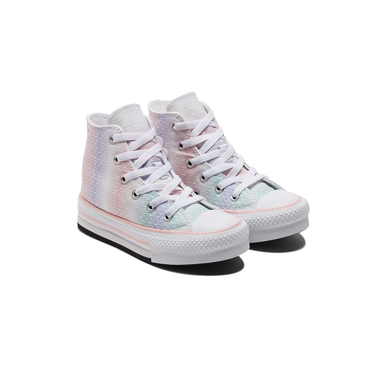 Converse Детские кроссовки Chuck Taylor All Star Lift Platform High PS Mermaid Scale White Storm-Pink Light-Dew 372752C