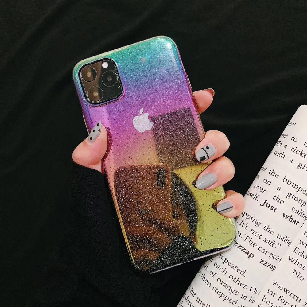 Радужный лазерный чехол для телефона для Iphone 11 12 13 14 Pro Max X Xr Xs Max Красочные капли воды Прозрачный жесткий чехол для ПК 14 Plus