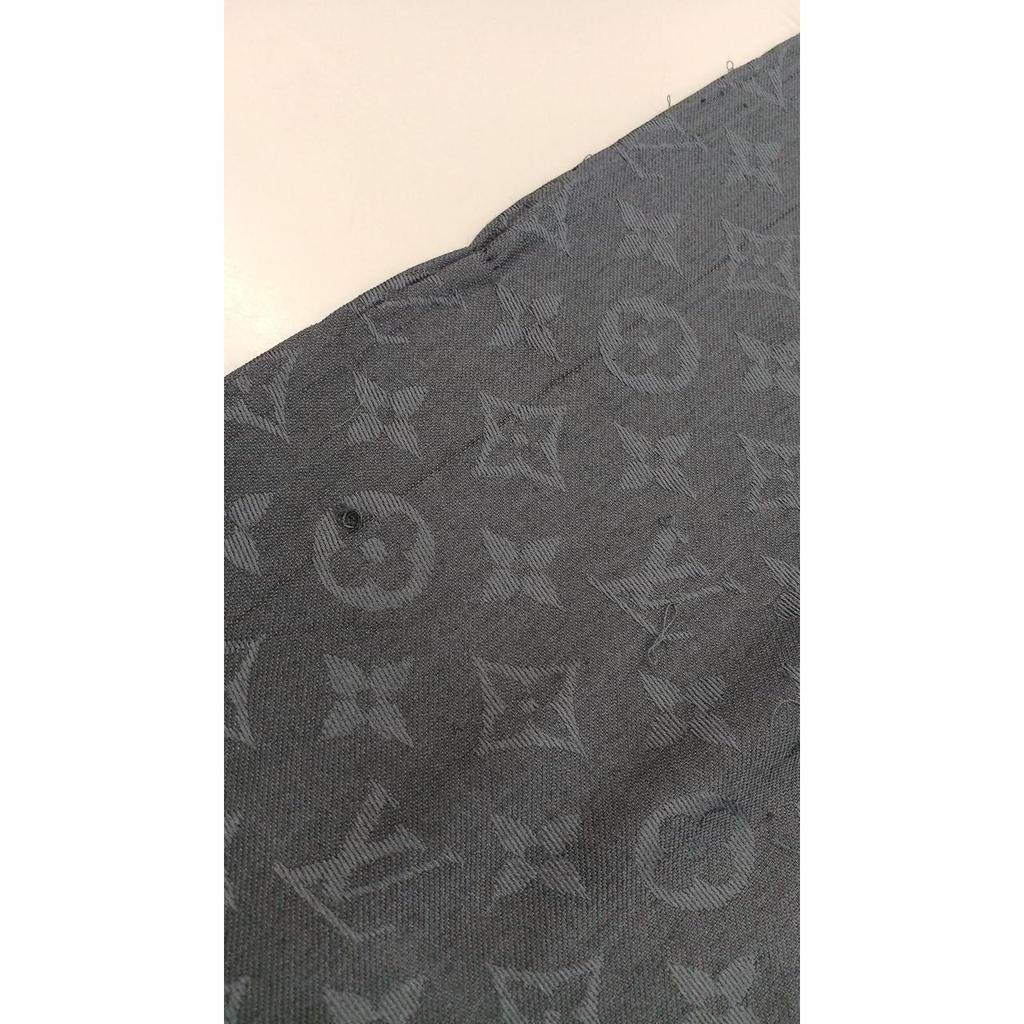 Used LOUIS VUITTON Charcoal Gray Stole with Pulls, Condition C, Monogram Stole