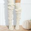 1 пара вязаных носков однотонные с полым узором носки выше колена дышащие удобные с высоким голенищем осенне-зимние носки