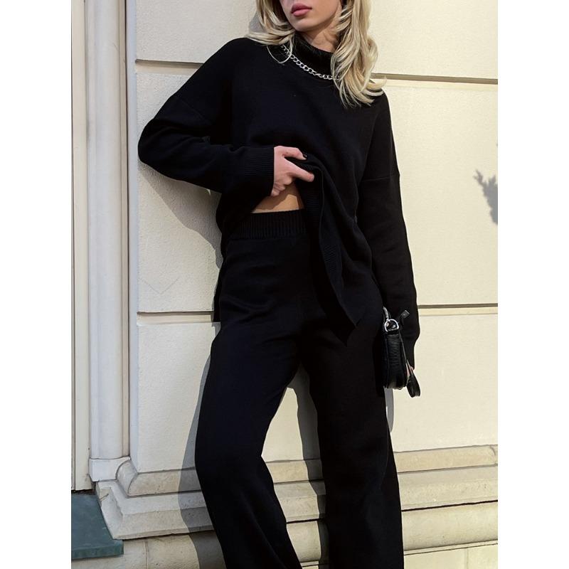 Осенне-зимние женские свитера, водолазки, женские пуловеры, вязаные джемперы с разрезом по бокам, рождественский свитер, большие размеры, для женщин