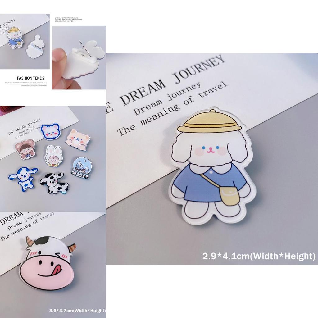 Очаровательные мультяшные броши в виде собаки, кролика и коровы для украшения рюкзака и сумки