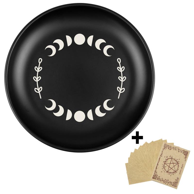 5.5inch Decorative Jewelry Dish Moonphase Decorative Tray Multiple Use Storage Plate for Crystal Sage Ritual Incense Holder Tray