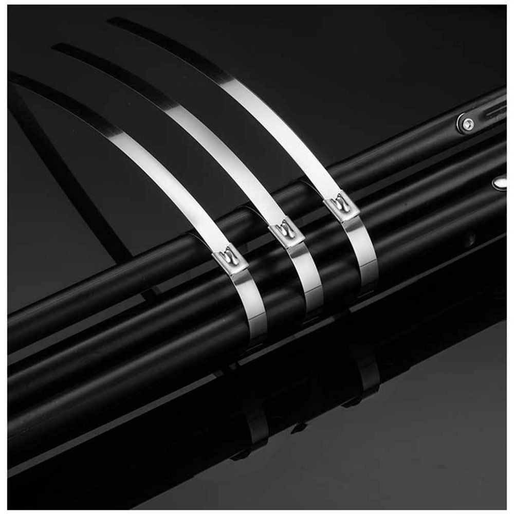 100Pcs 304 Stainless Steel Zip Ties Heat Proof 4.6mm Width Heavy Duty Organizer Reusable Multifunctional Zip Tie Fastener