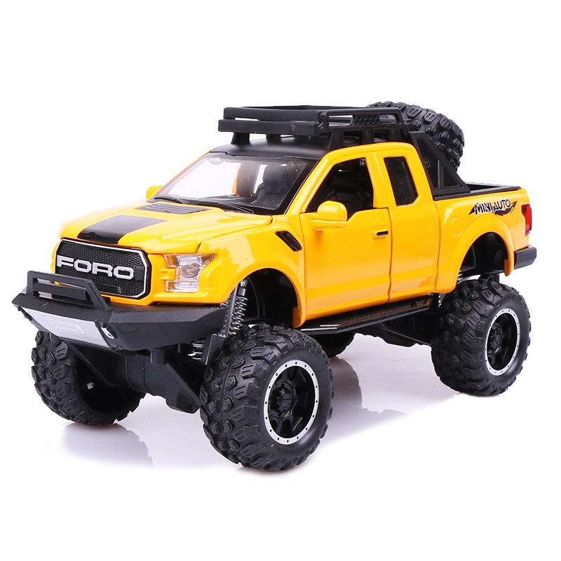 Масштаб 1/32 Ford Raptor F150, литая под давлением модель автомобиля, игрушечный автомобиль с откатным механизмом, звуком и светом для детей, коллекция подарков для мальчиков и девочек
