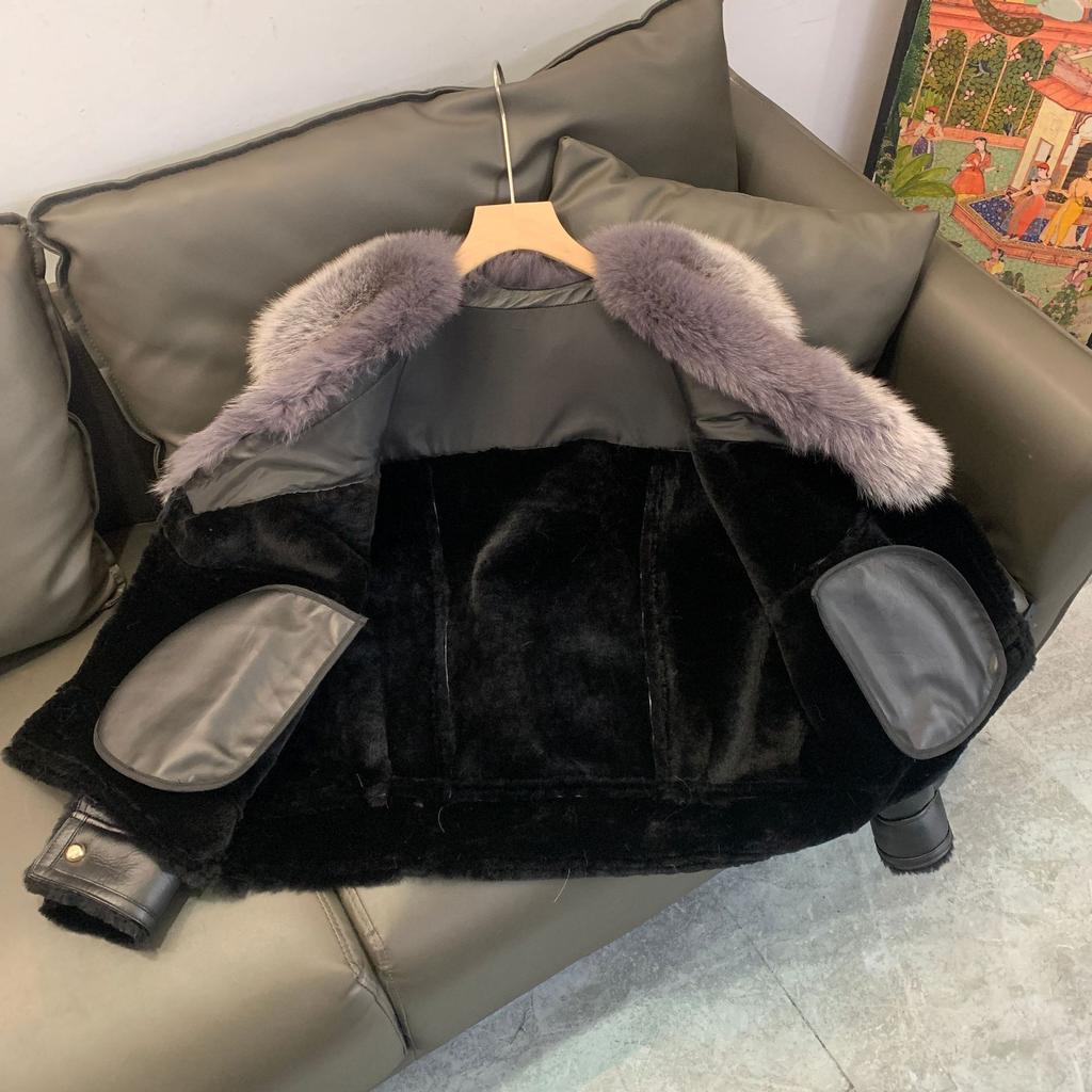 New Style Sheepskin One-piece Fox Fur Large Fur Collar Atmospheric Mid-length Female Real Hair Coat