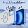For iPhone 16 Case with Camera Touch Control Button PC + TPU Phone Cover Compatible with MagSafe - Transparent Blue