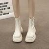 Модные осенние женские толстые ботильоны с тонкими ботильонами, модные короткие ботинки на платформе с застежкой-молнией сзади, уличные женские туфли