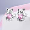 New 925 Sterling Silver Stud Earrings Cat Elephant Star Circular Stud Earring Gift Jewelry