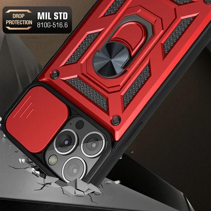 Для iPhone 15 Pro Max чехол-подставка для камеры Slide для iPhone 14 13 11 12 защитный бампер с защитным кольцом от падения