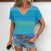 Минималистичная летняя высококачественная футболка с полосатым узором и ярким уличным повседневным женским топом с V-образным вырезом и короткими рукавами