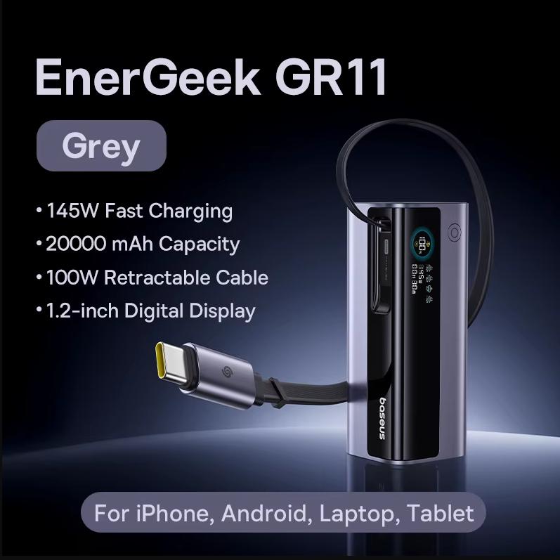 Baseus Geek Power Bank 20000mAh Comes with 145W High Power Fast Charging Cable Suitable for Huawei and Apple Phones