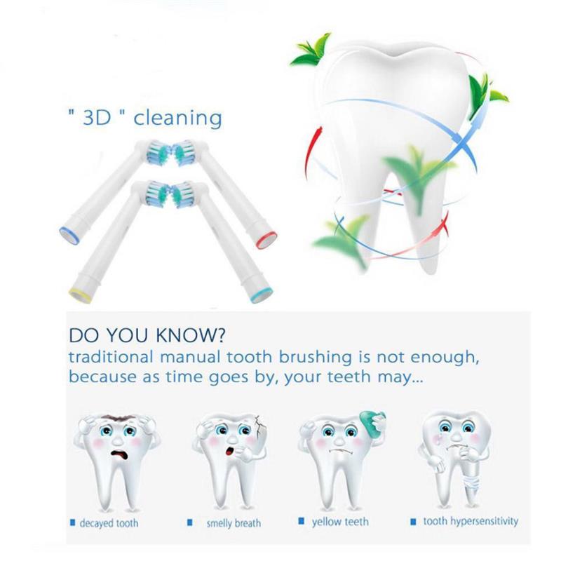 4 сменных насадки для электрической зубной щетки Oral-B, подходят для Advance Power/Pro Health/Triumph/3D Excel/Vitality Precision Clean