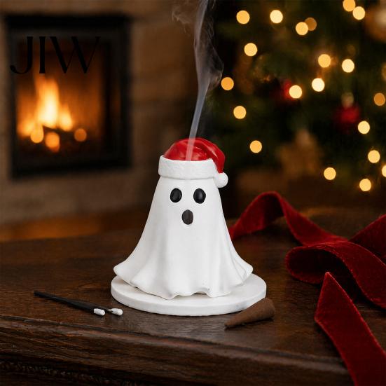 Incense Burner for Home Resin Ghost Burner, Christmas Hat Holder, with Halloween Decor Cones, Cone Holder Yoga Room Housewarming Presents