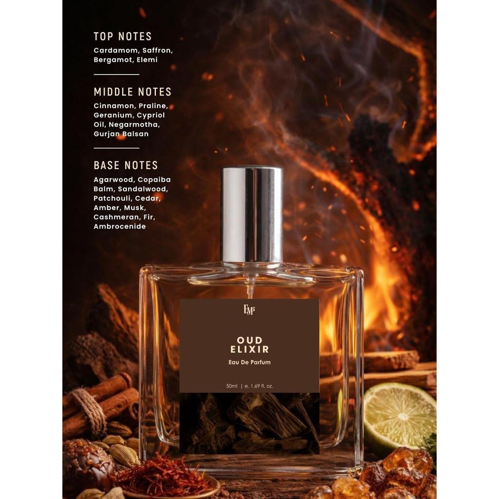 EM5 Oud Elixir Perfume for Men | Rich Oud Woody & Spicy Fragrance | Strong & Long Lasting