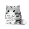 Handmade Crochet Cat Doll Cute Knitted Plush Ornament with Greeting Card Home Decor Gift for Kids Desk Decoration Fairy Garden