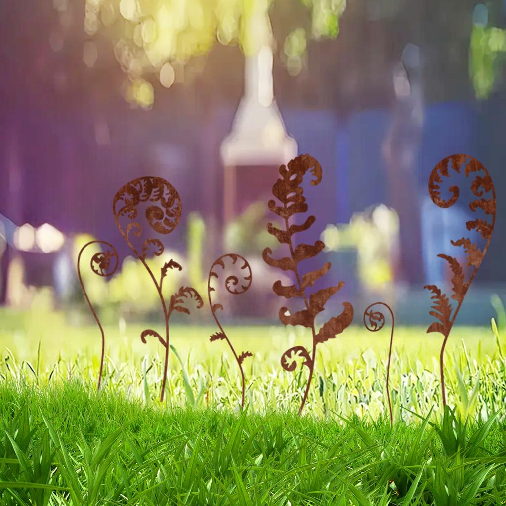 Набор из 6 штук Декор для ржавых цветочных горшков в виде силуэтов листьев для комнатных праздничных украшений, украшения для сада, патио, лужайки, вставки в грунт