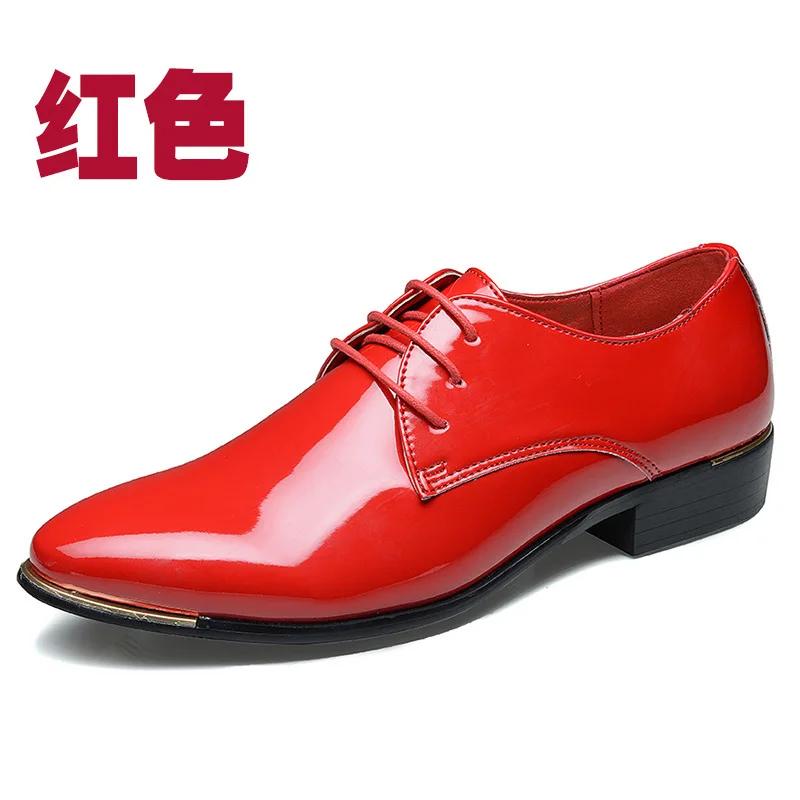 Мужские остроносые кожаные туфли, формальные туфли для платья, креативные, большие, деловые, свадебные, мужские туфли, Sapato Social Masculino, лакированная кожа