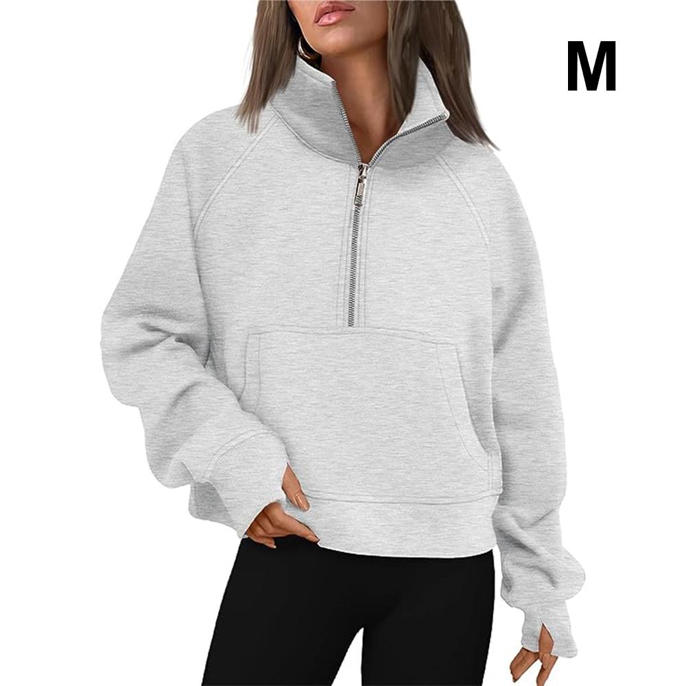 Женские толстовки на молнии, укороченный пуловер, флисовые толстовки на молнии на четверть, осенняя одежда, одежда с отверстием для большого пальца