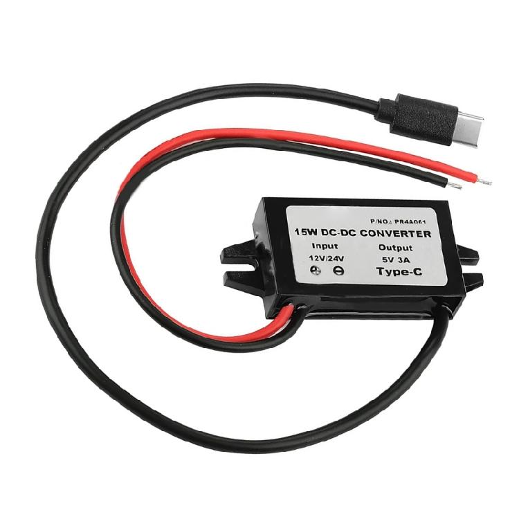 Маленький преобразователь USB C 12В 24В в 5В с защитой от перегрузки Понижающий преобразователь Простой в использовании для автомобиля