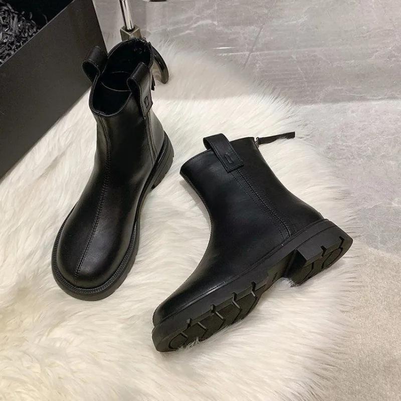 Short Shoes For Women Chelsea Footwear White Female Ankle Boots Tassel Booties Round Toe Korean Style Offer Boot High Quality